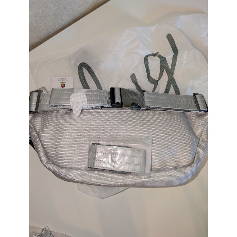 Lug Hitch Belt Sling Bag Matte Luxe Vegan Leather Metallic Silver ExtensionStrap - Picture 8 of 11